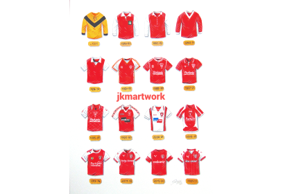 Rotherham United FC Retro Shirts Wall Art Print